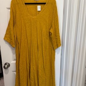 Mustard Yellow V-Neck Dress